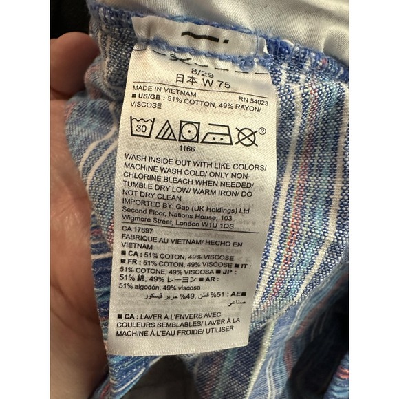 Gap Shorts Womens 8 Blue Striped Pull On Elastic Waist Casual Summer Lounge - Picture 4 of 9